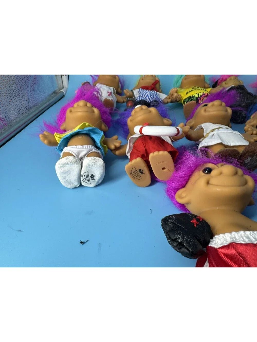 12 Vintage Russ Troll Dolls 5” 1990s Lot Costumes Accessories Neon Hair
